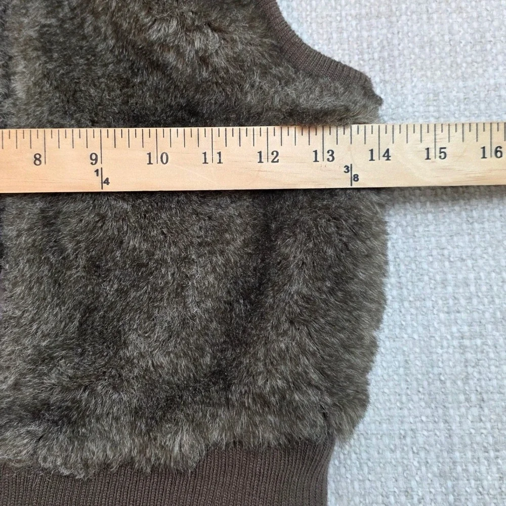 Old Navy Girls Brown Faux Fur Hooded Vest Zip Front Shaggy Size M 8